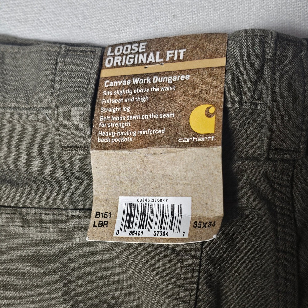Carhartt B151-LBR Men 35x34 Loose Original Fit Canvas Work Dungaree Pants Brown - Picture 5 of 7